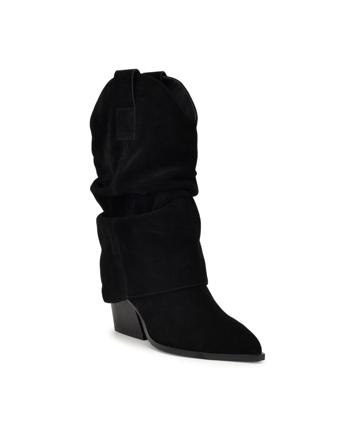 Nine West Women's Wilton Stacked Block Heel Casual Boots In Black Suede