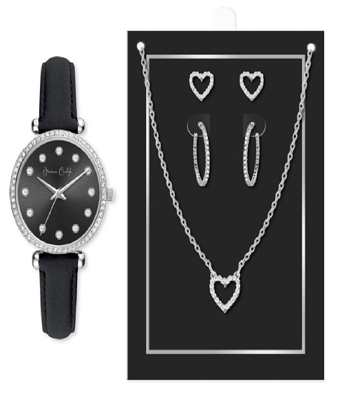 Jessica Carlyle Women's Quartz Black Polyurethane Leather Watch 33mm ...