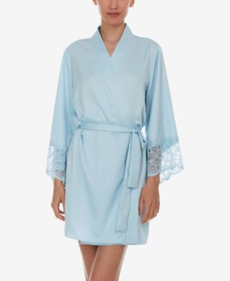 Kit Heart Lace Matte Charmeuse Wrap Robe