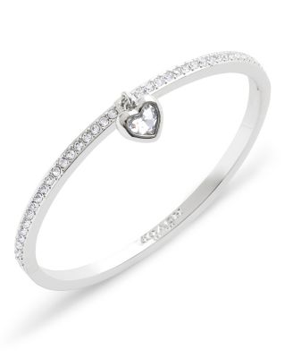 Faux Stone Heart Charm Bangle Bracelet