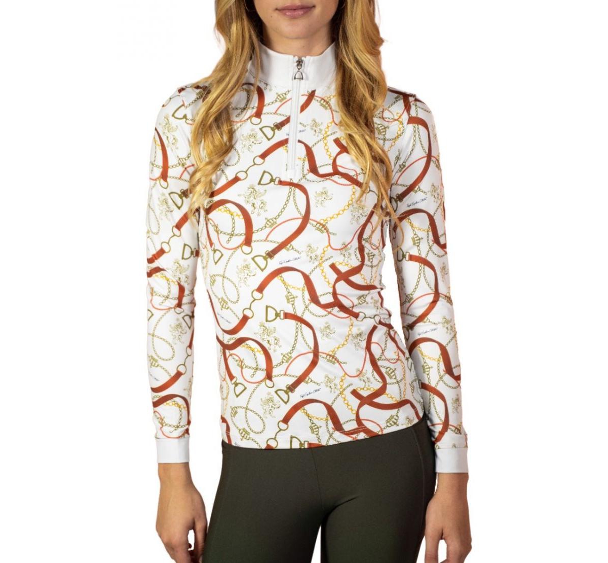 Royal Equestrian Base Layer Cavalla Mock Neck Sport Top - White with print