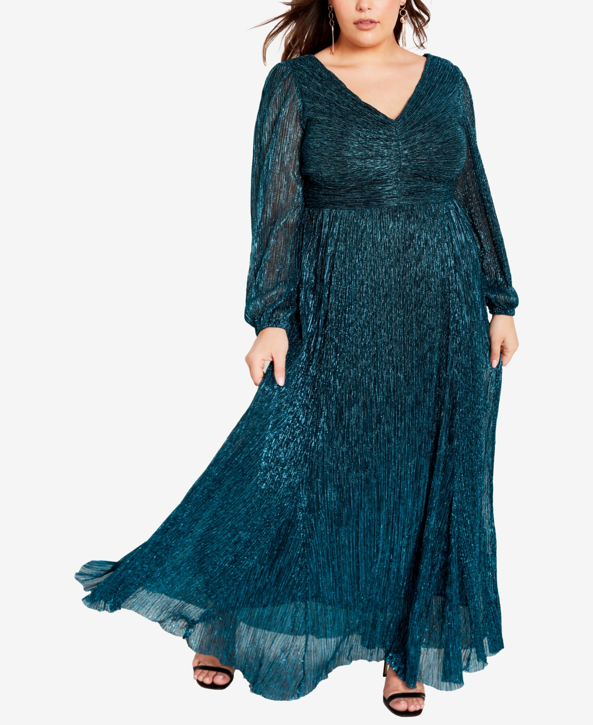 Avenue Plus Size Lucia Plisse V-neck Maxi Dress In Teal
