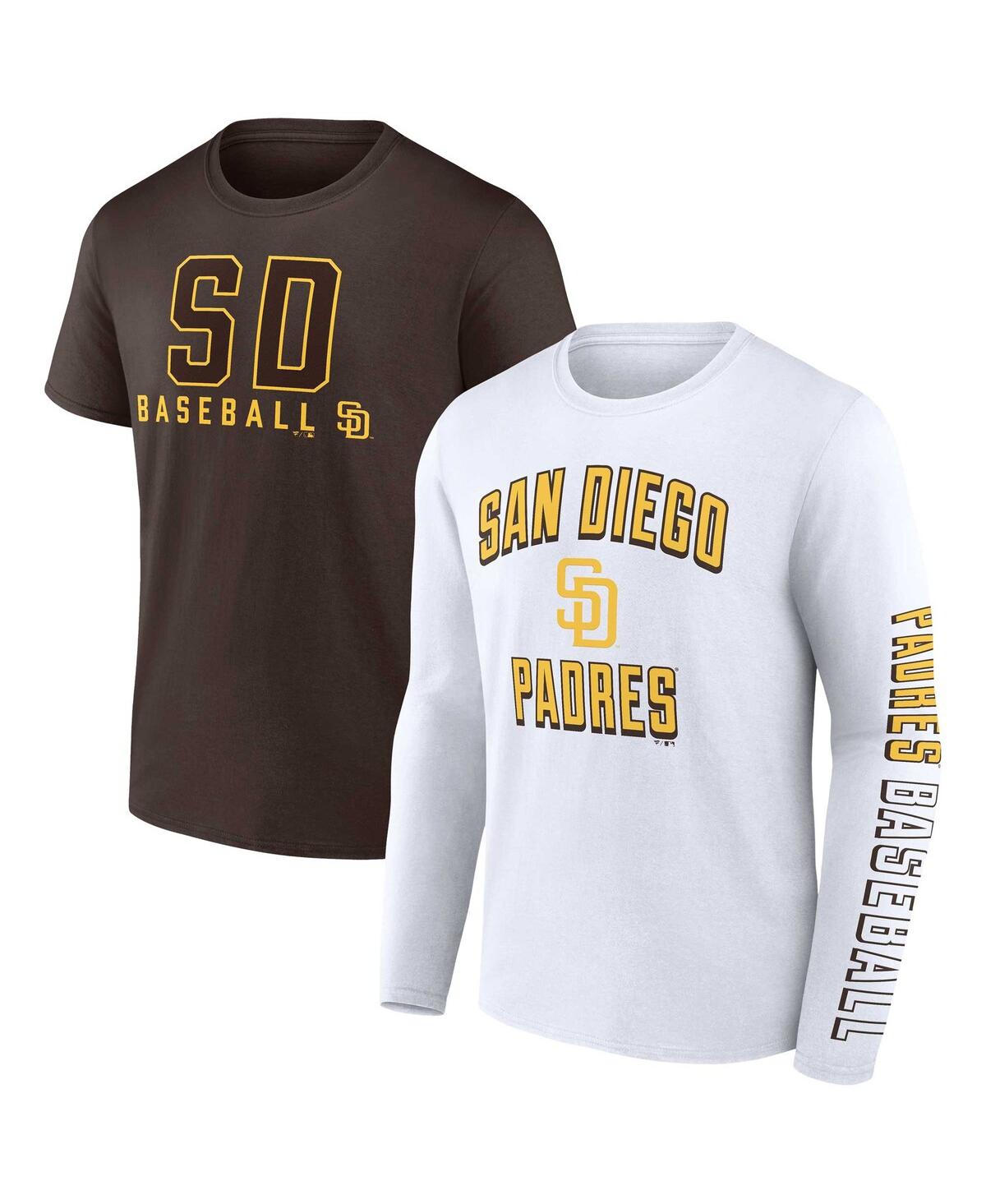 Fanatics Men's  Brown, White San Diego Padres Two-pack Combo T-shirt Set In Brown,white