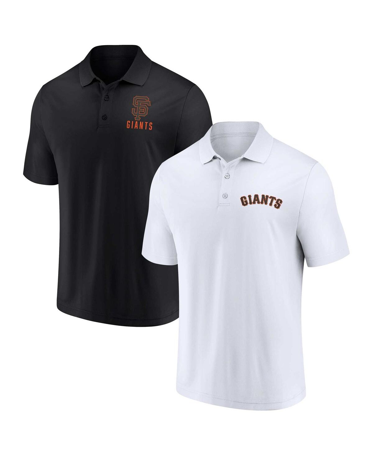 Shop Fanatics Men's  Black, White San Francisco Giants Two-pack Logo Lockup Polo Shirt Set In Black,white