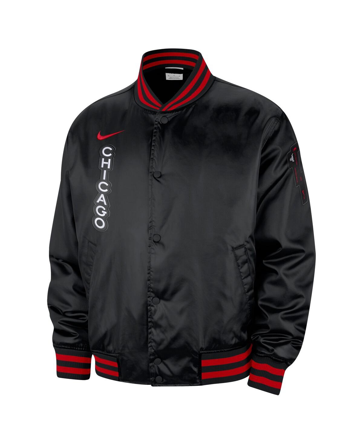 Shop Nike Men's  Black Chicago Bulls 2023/24 City Edition Courtside Premier Full-snap Bomber Jacket
