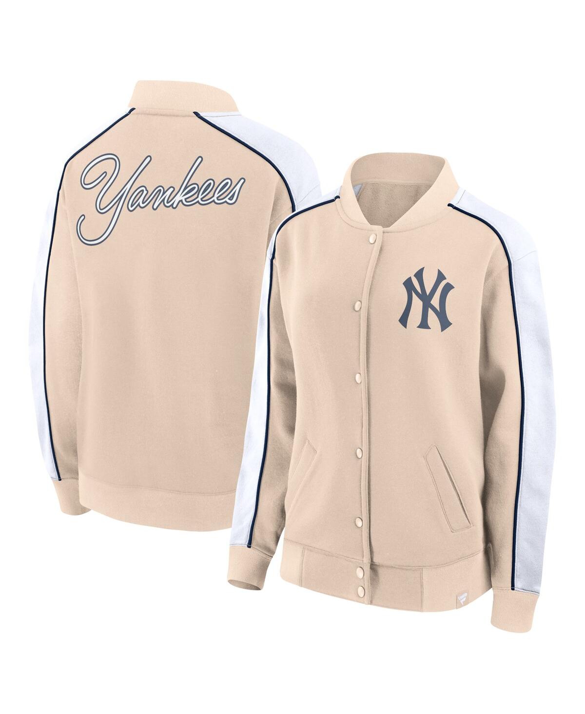 Women's Fanatics Tan New York Yankees Luxe Lounge Full-Snap Jacket - Tan