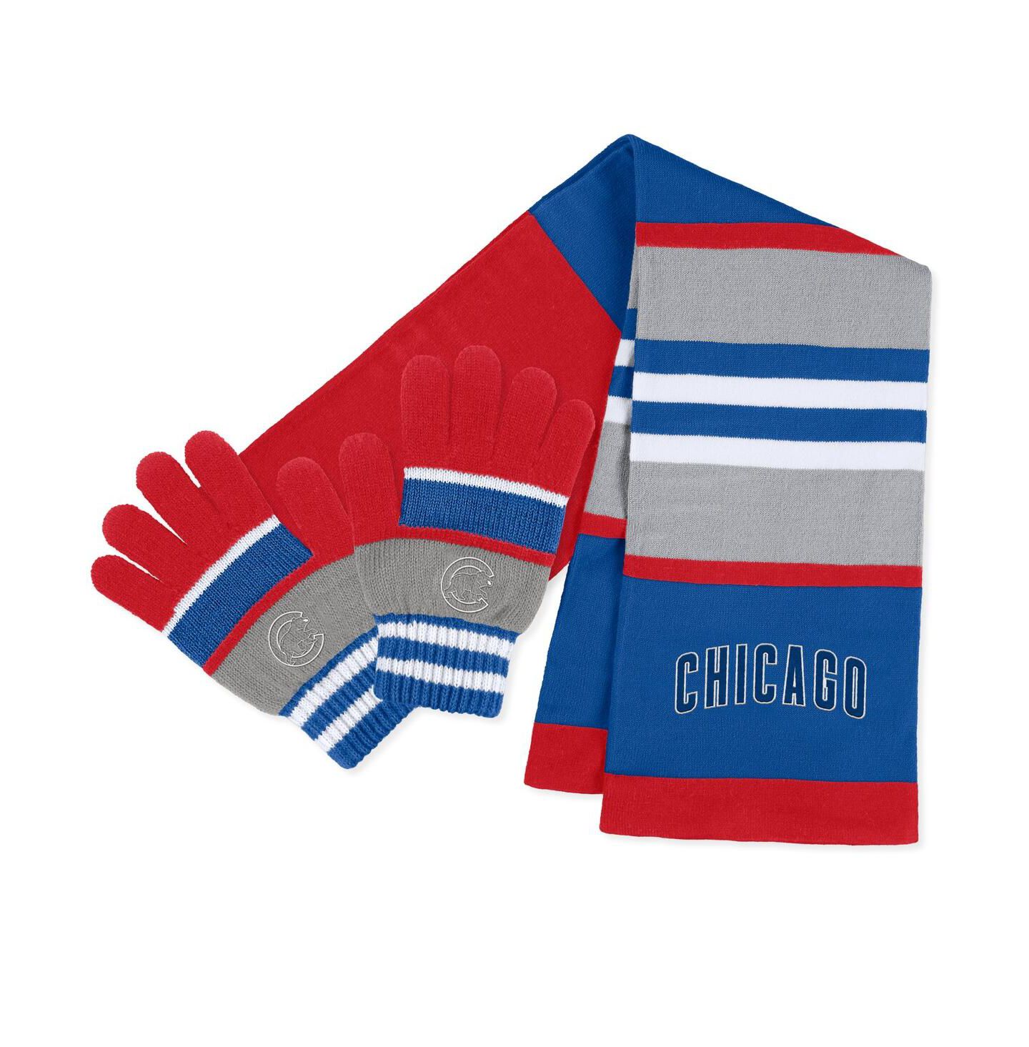 Женские аксессуары WEAR by Erin Andrews Chicago Cubs Stripe Glove and Scarf Set — фото 1