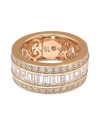 Suzy Levian Sterling Silver Cubic Zirconia Baguette Modern Eternity Band