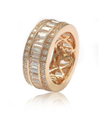 Suzy Levian Sterling Silver Cubic Zirconia Baguette Modern Eternity Band