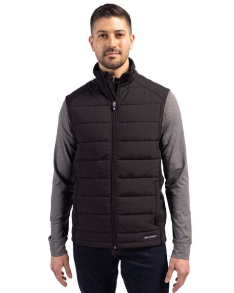 Мужской жилет Cutter & Buck Evoke Hybrid Softshell Recycled Full Zip Vest, цвет: Чёрный
