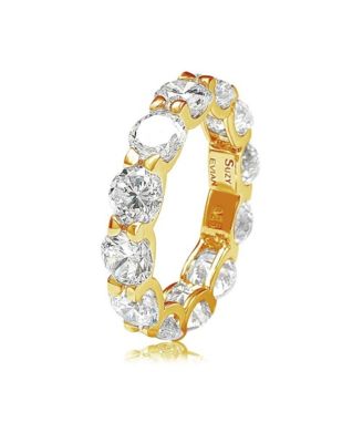 Suzy Levian Sterling Silver Cubic Zirconia Round U-Shape Eternity Band