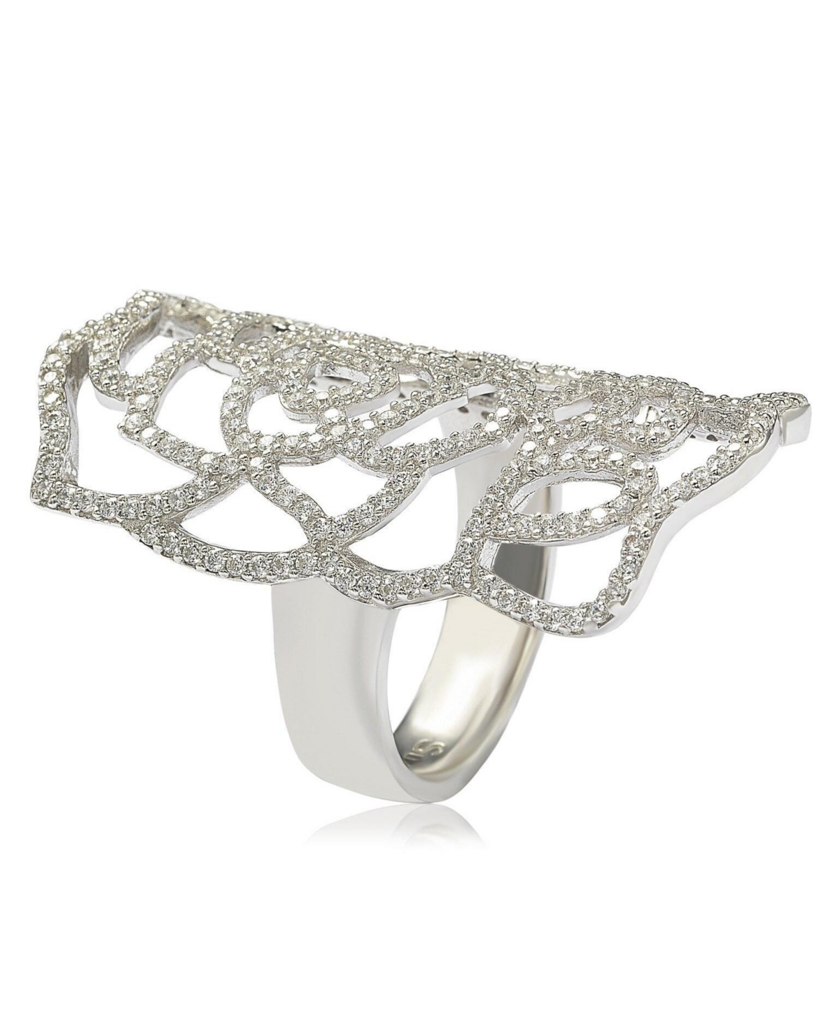 Suzy Levian New York Suzy Levian Sterling SilverCubic Zirconia Knuckle Flower Ring - White