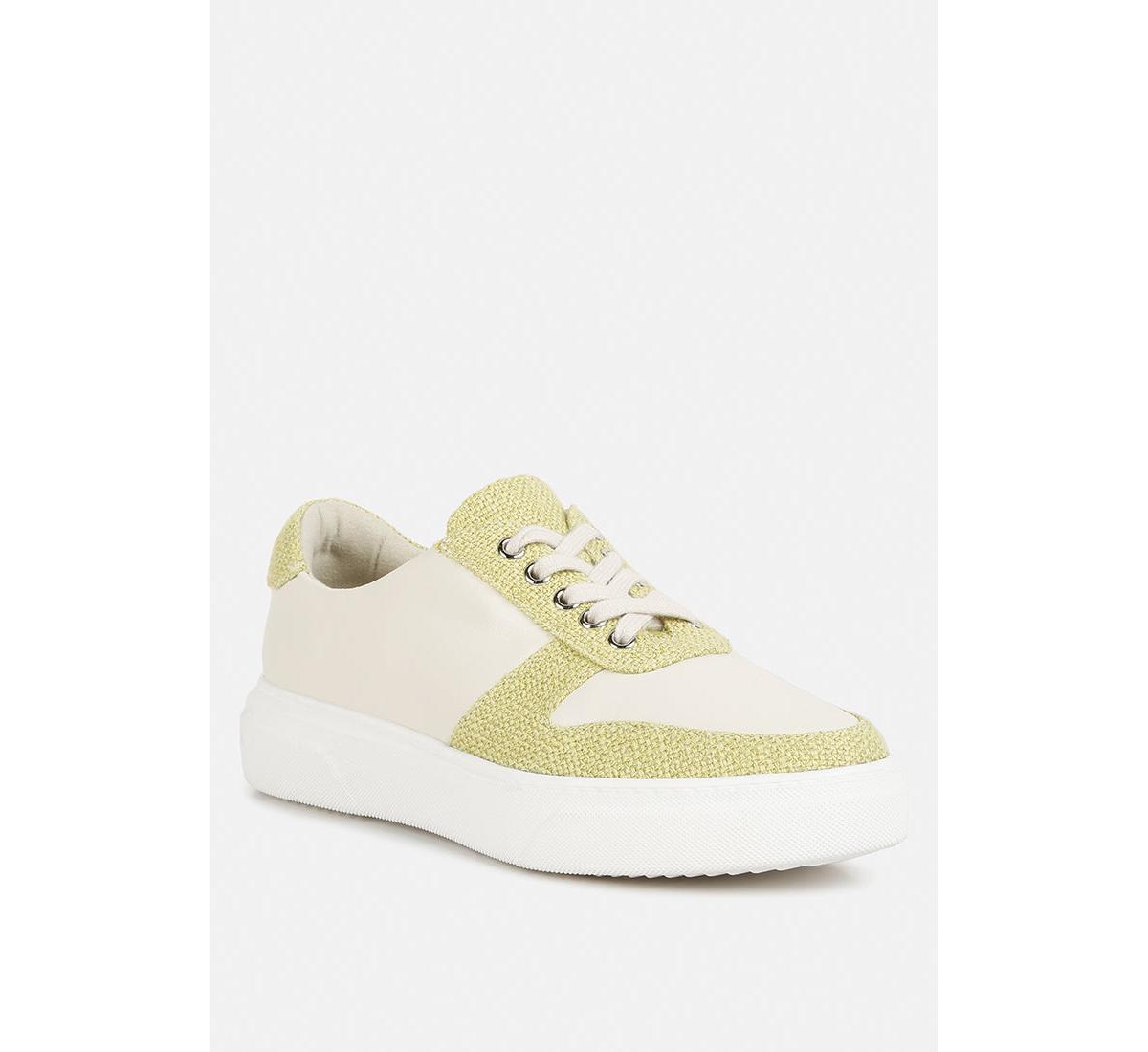 Rag & Co Kjaer Dual Tone Leather Sneakers In Green In Green
