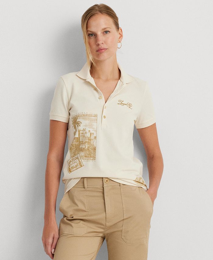 Lauren Ralph Lauren Women's Print Piqué Polo Shirt - Macy's