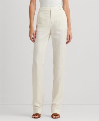 로렌 랄프로렌 Lauren Ralph Lauren Womens Linen-Blend Twill Pants,Mascarpone Cream