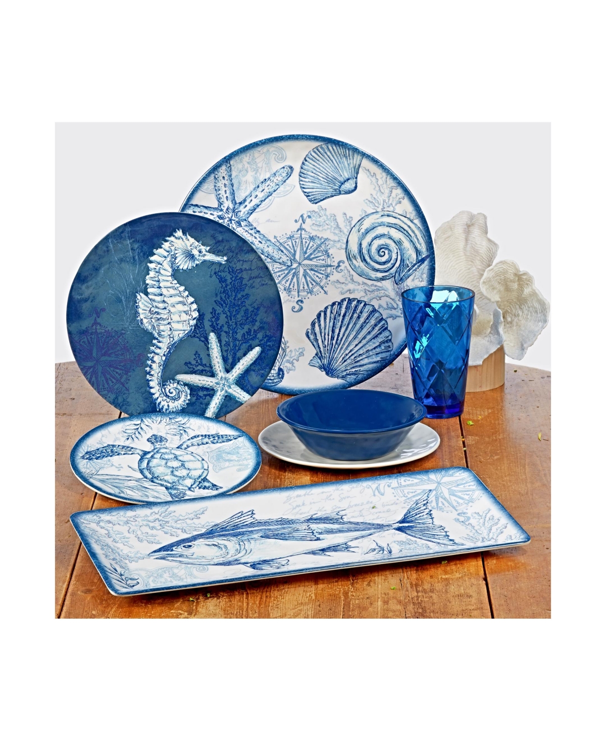 Certified International Oceanic Melamine 6-pc. Salad Plates In Dark Blue,white
