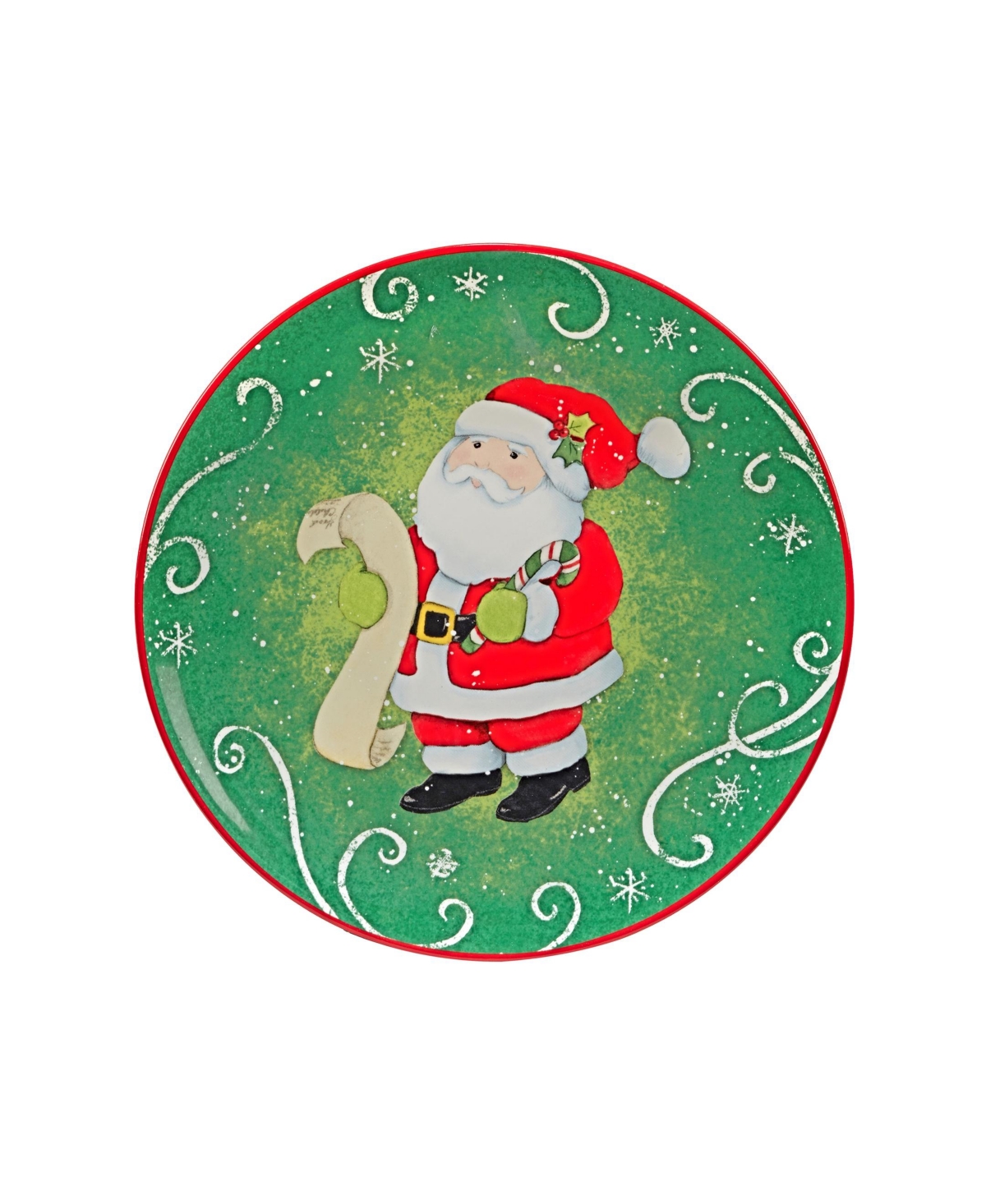 Certified International Holiday Magic Santa 4 Piece Dessert Plate Set In Green,red