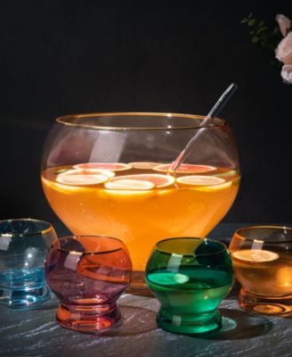 Colorful Punch Bowl & Glasses Set, 6 Piece Set 