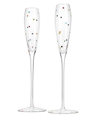 The Wine Savant Polka Dot Champagne Flutes Glass, Set of 2 - Macy's