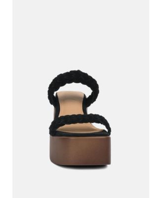 Misaki Womens Woven Suede Strap Platform Sandals