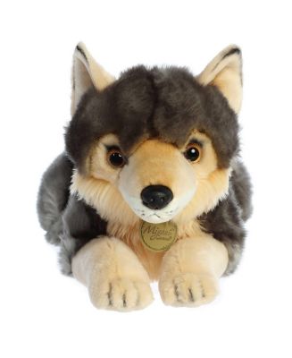 Aurora Large Wolf Miyoni Realistic Plush Toy Gray 16