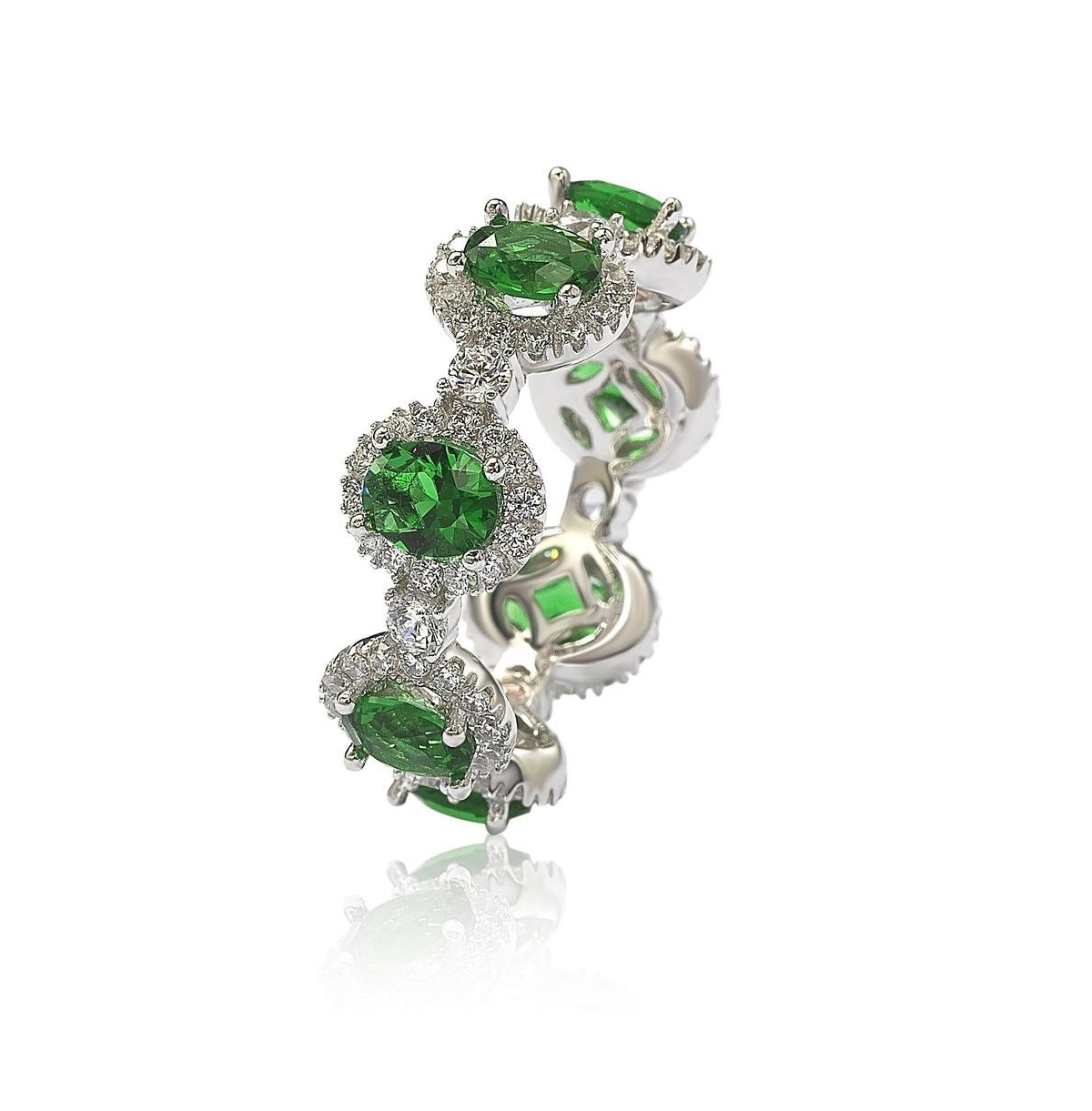 Suzy Levian New York Suzy Levian Oval-Cut Cubic Zirconia in Sterling Silver Stackable Band Ring