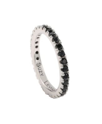 Suzy Levian Sterling Silver Thin Cubic Zirconia Eternity Band