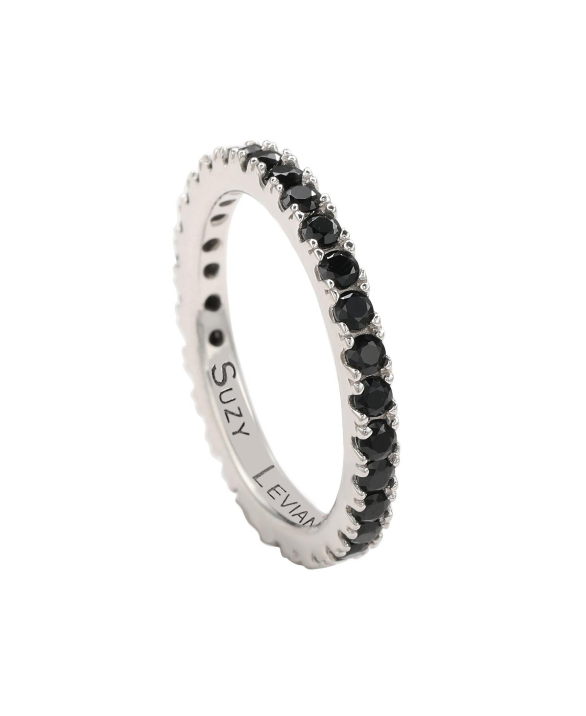 Suzy Levian New York Suzy Levian Sterling Silver Thin Cubic Zirconia Eternity Band Ring
