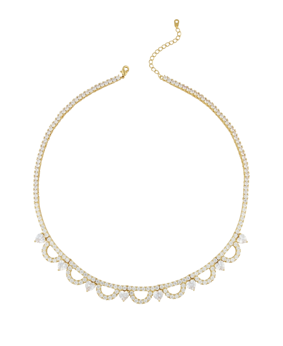 18k Gold Plated Brass Tennis Necklace - Gold