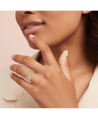 Curb Link Band Ring with CZ Accent