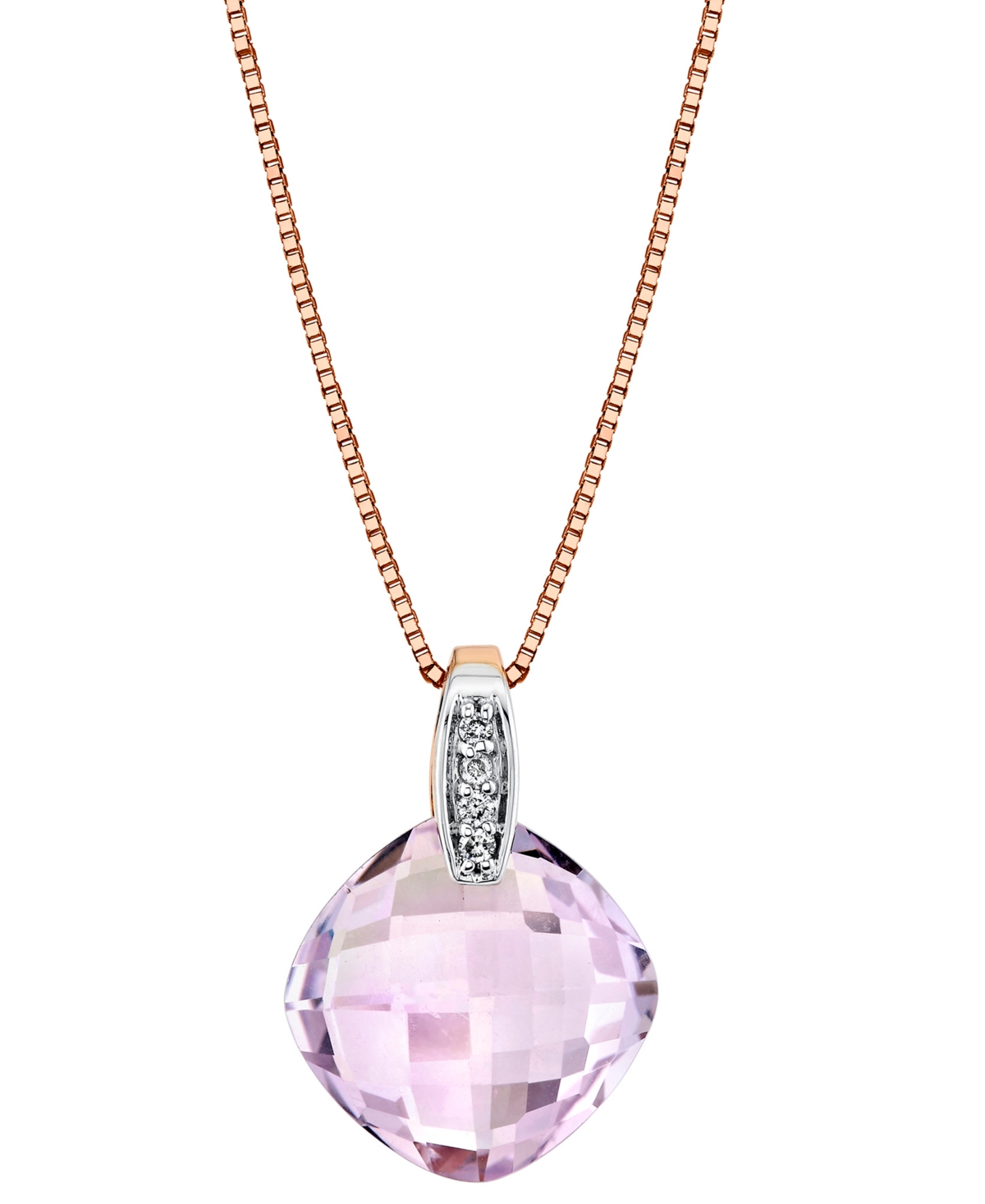 Macy's Pink Amethyst (5-3/4 Ct. T.w. ) & Diamond Accent 18" Pendant Necklace In 14k Rose Gold