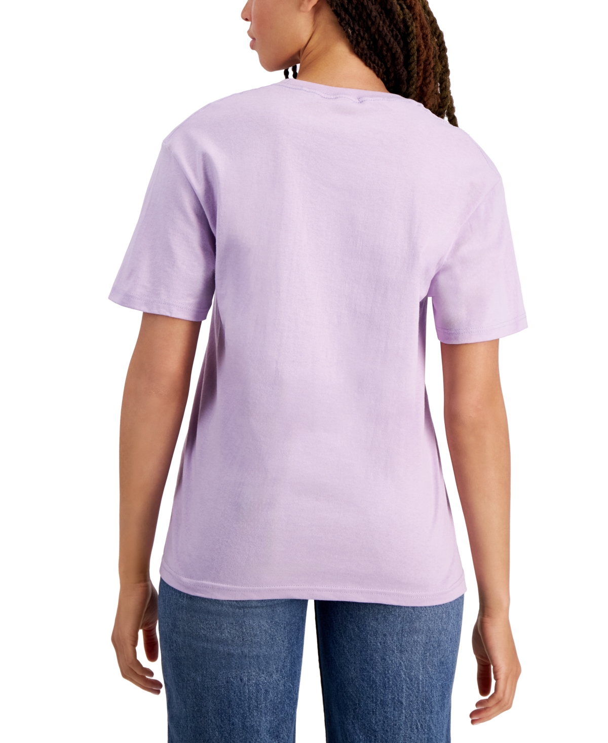 Shop Rebellious One Juniors' Faded-rose-graphic Cotton T-shirt In Fair Orchid