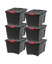 Iris USA 91 Quart Large Storage Bin Utility Tote Organizing Container Box with Buckle Down Lid for Clothes Storage, 4 Pack, Clear