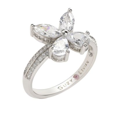 Suzy Levian Sterling Silver Cubic Zirconia Butterfly Ring