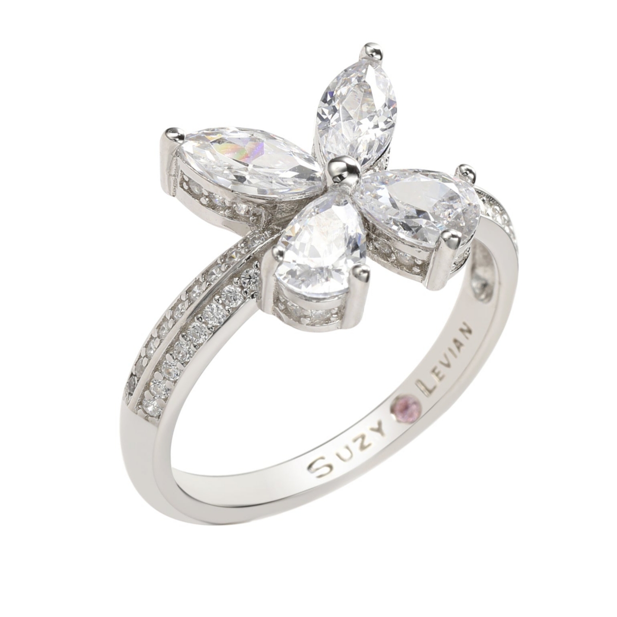 Suzy Levian New York Suzy Levian Sterling Silver Cubic Zirconia Butterfly Ring