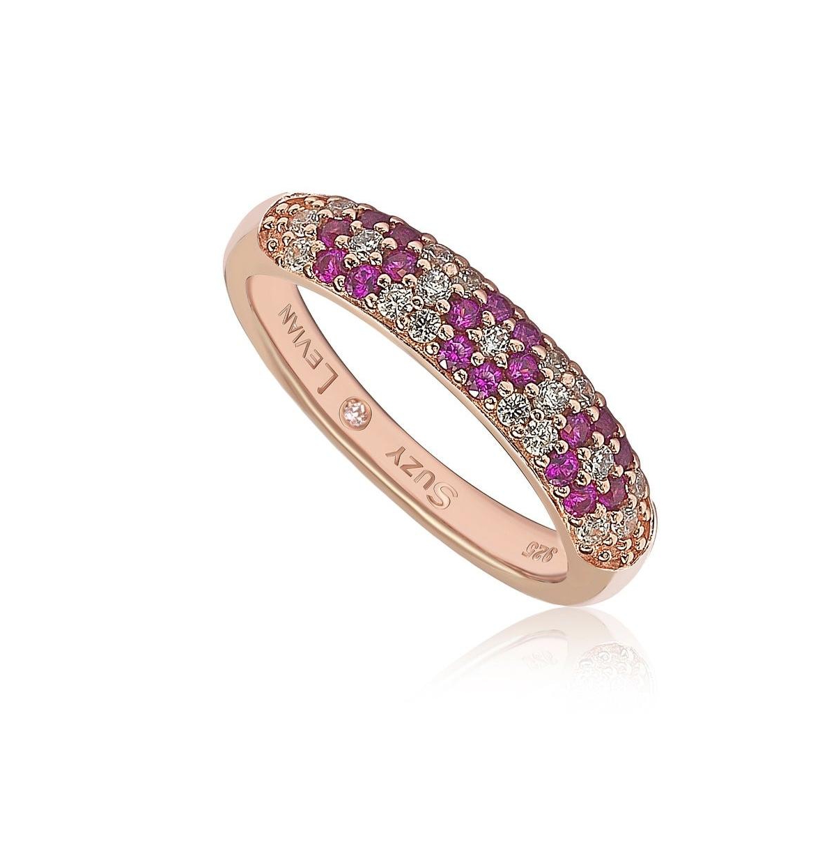 Suzy Levian New York Suzy Levian Sterling Silver Floral Cubic Zirconia Half Band Ring