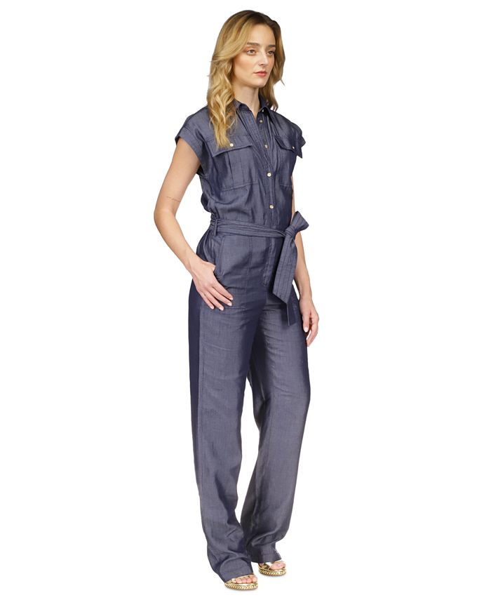 Michael kors denim jumpsuit womens discount