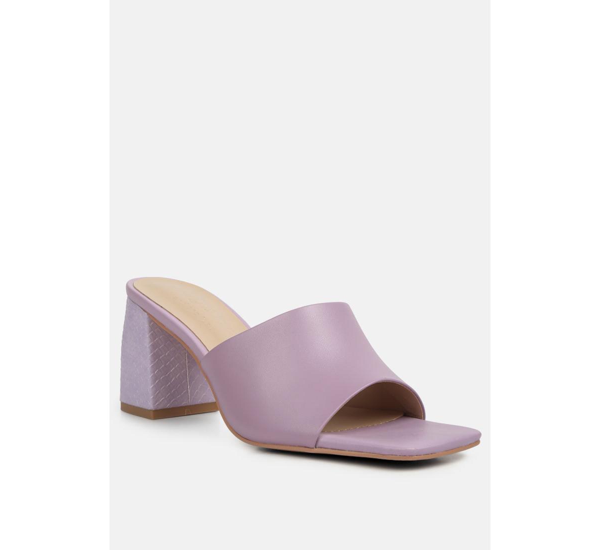 Rag & Co Audriana Lilac Textured Block Heel Sandals In Lilac