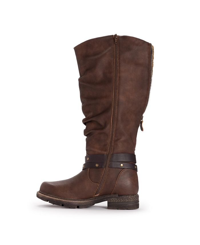 MUK LUKS Women's Logger Victoria Fashion Boots - Water-Resistant Knit Accent Boots With Memory Foam (Whole Sizes 6-11)