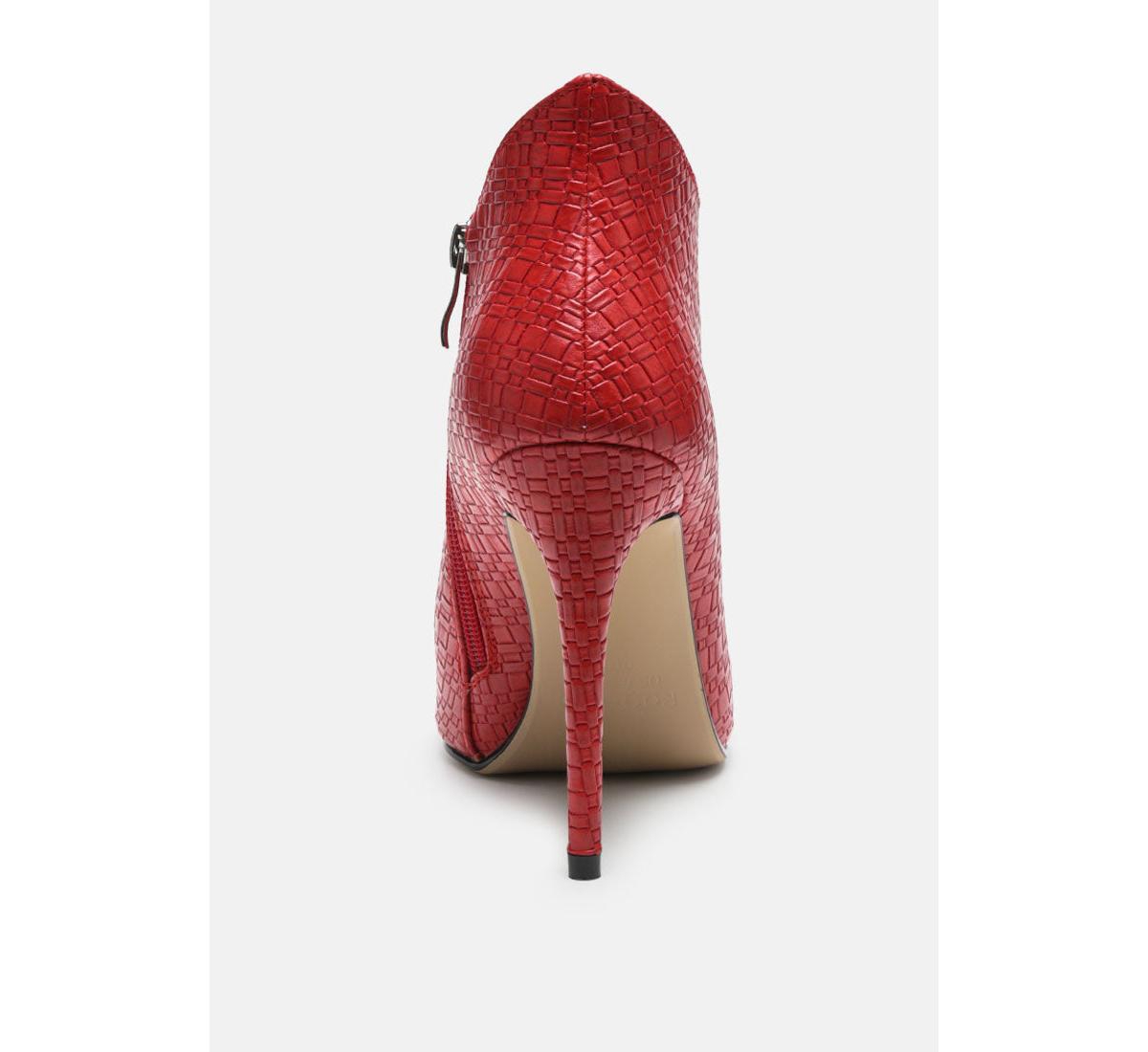 Rag & Co Lolita Woven Texture Stiletto Boot - Red