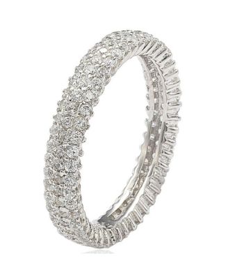 Suzy Levian Sterling Silver Micro-Pave White Cubic Zirconia Eternity Band