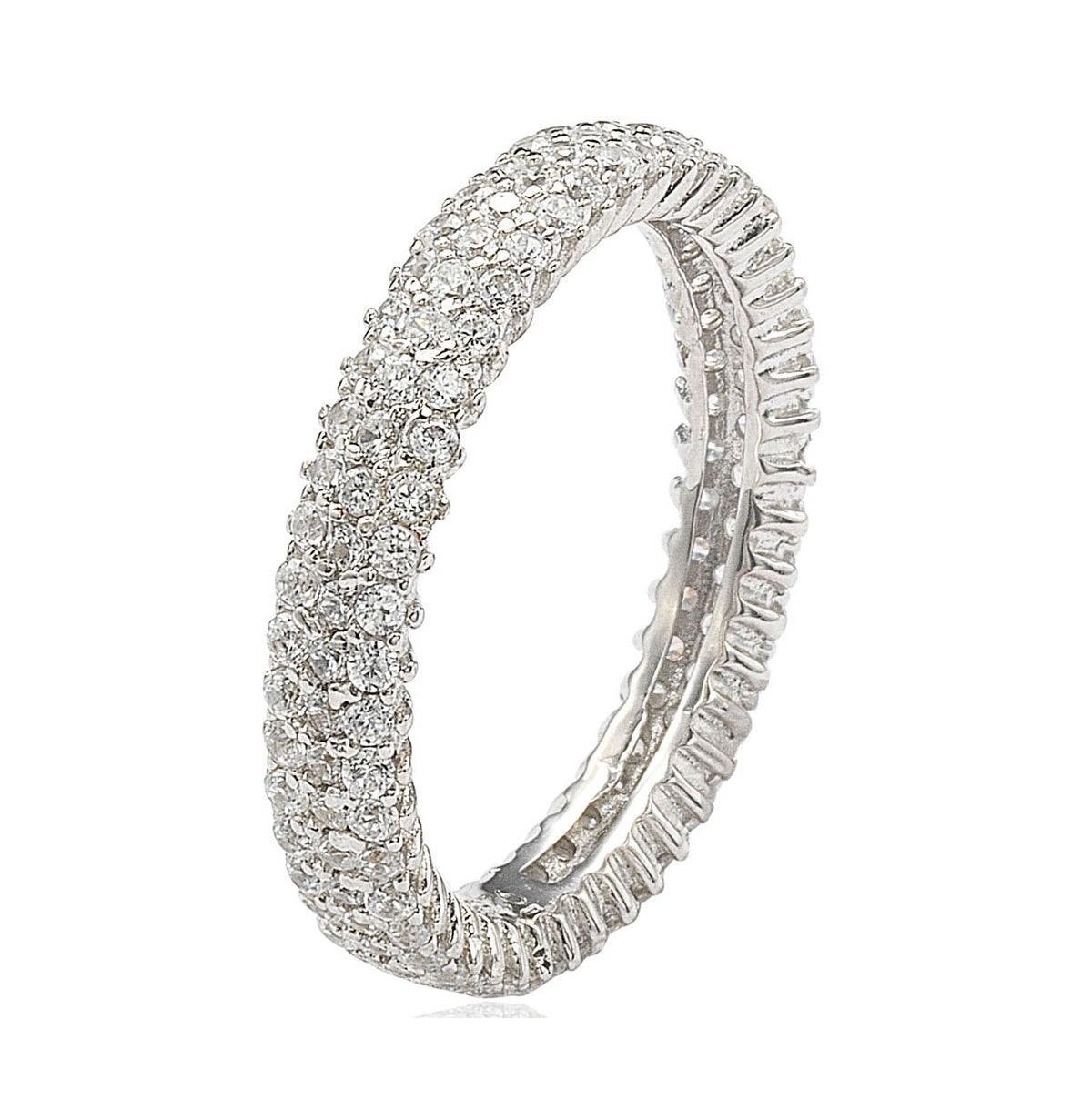 Suzy Levian New York Suzy Levian SterlingMicro-Pave White Cubic Zirconia Eternity Band Ring - Silver