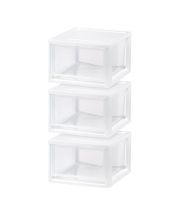 Iris USA 3 Pack 15qt Stackable Plastic Storage Drawers, White