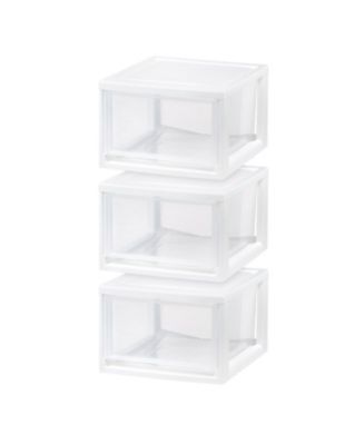 IRIS USA 3 Pack 15qt Stackable Plastic Storage Drawers, White, 3