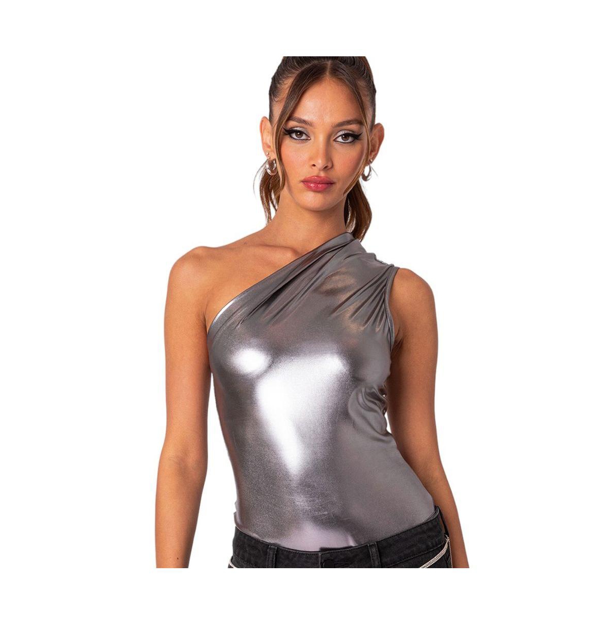 Women's Feona gathered metallic bodysuit - Silver