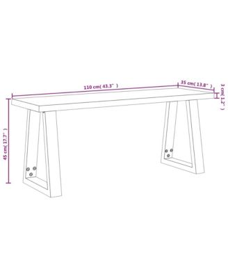 Bench Brown and Black Solid Acacia Wood and Powder-Coated Steel