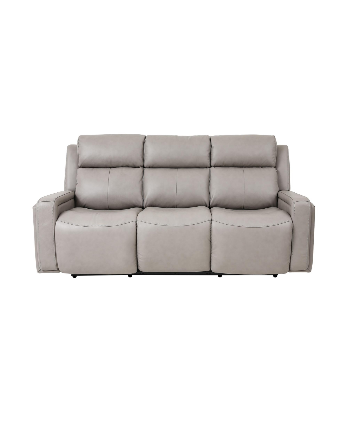 Armen Living Claude 83" Genuine Leather In Dual Power Headrest And Lumbar Support Reclining Sofa In Light Gray