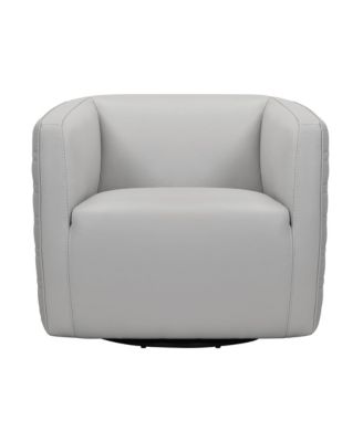 Melanie 31" Swivel Genuine Leather Barrel Chair