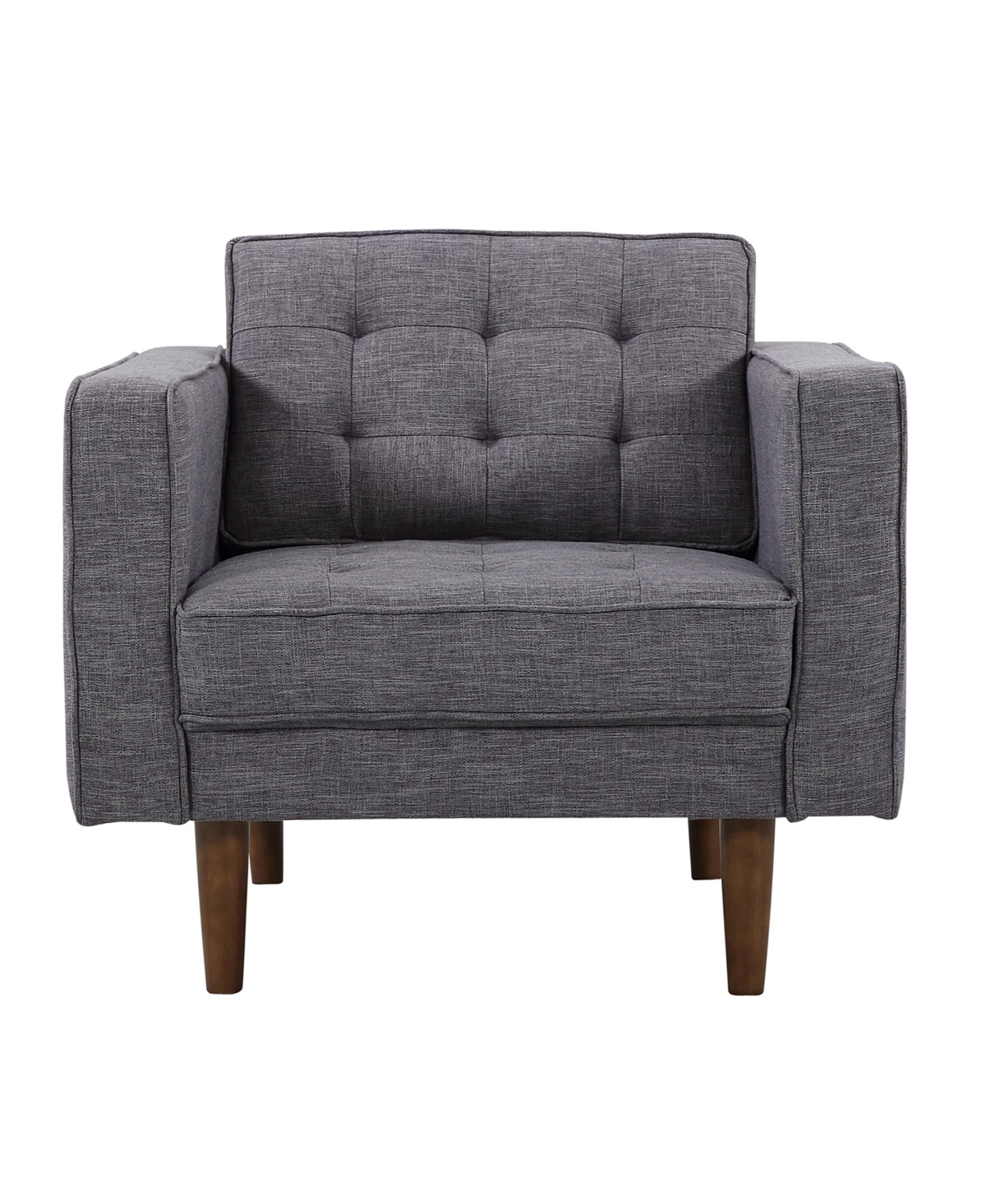 Shop Armen Living Element 32" Linen And Walnut Legs In Mid-century Modern Chair In Dark Gray