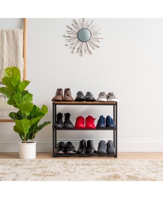 3-Tier Stackable Shoe Racks for Entryway, Black